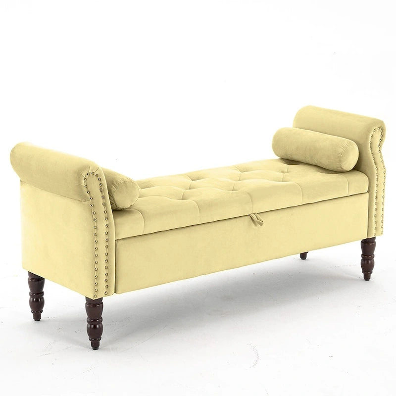 Banc de rangement ottoman avec accoudoirs arrondis
