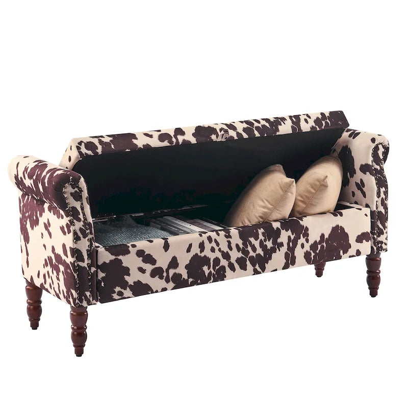 Banc de rangement ottoman avec accoudoirs arrondis