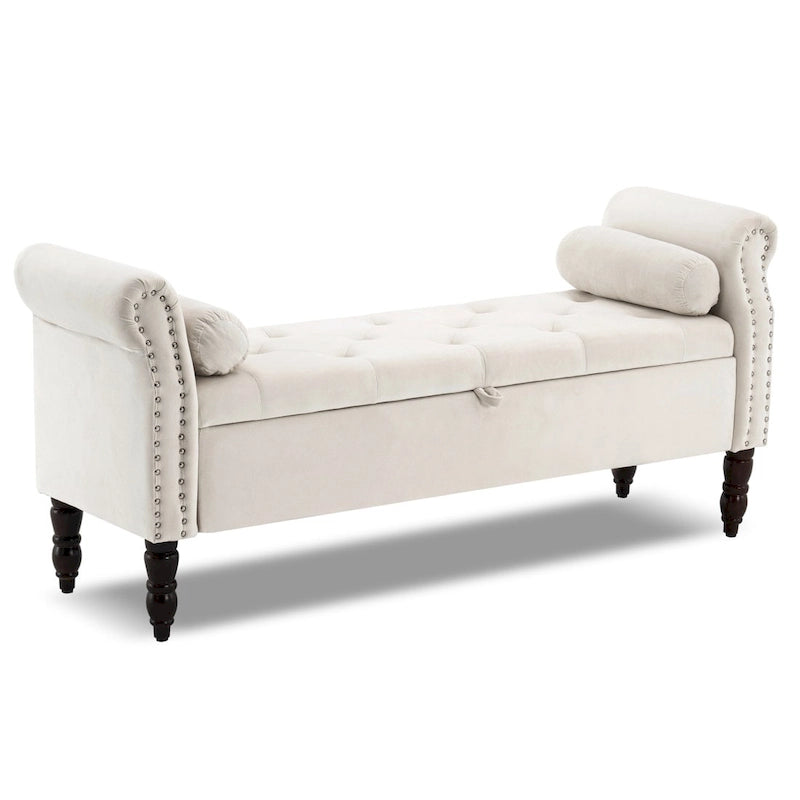 Banc de rangement ottoman avec accoudoirs arrondis