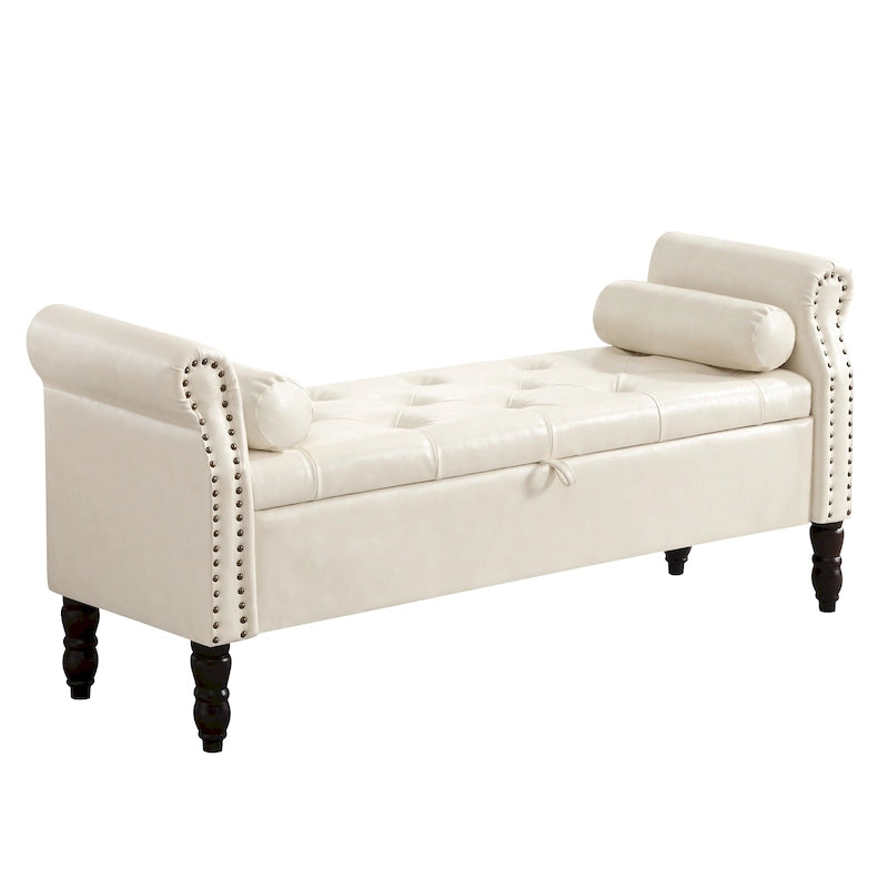 Banc de rangement ottoman avec accoudoirs arrondis