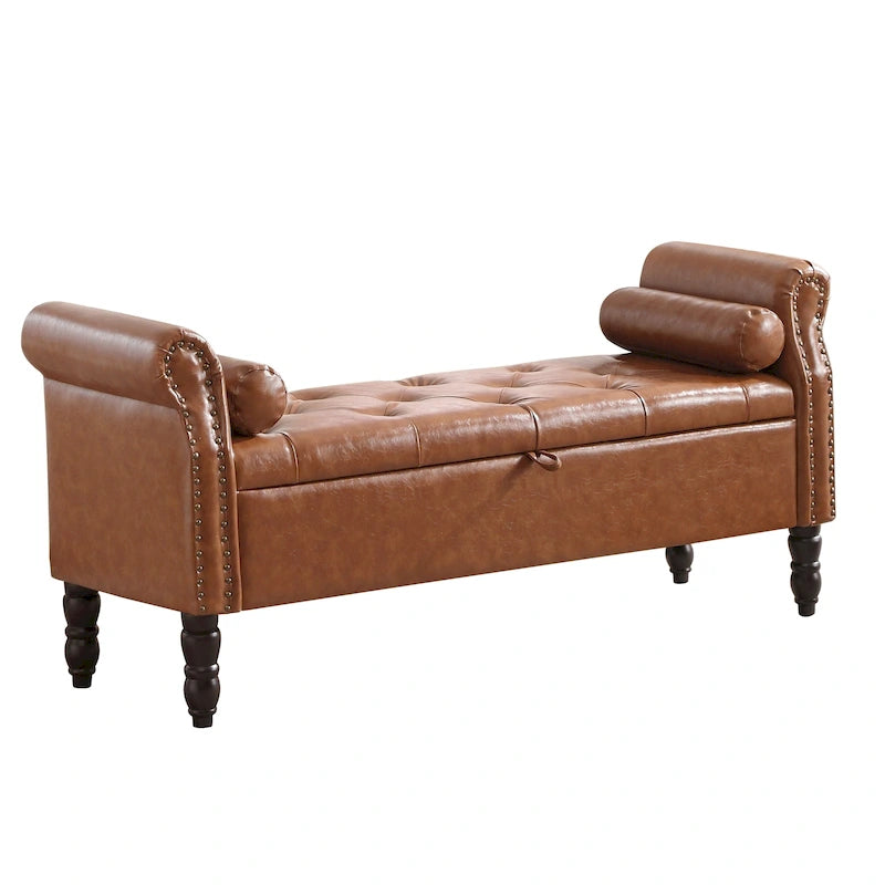 Banc de rangement ottoman avec accoudoirs arrondis