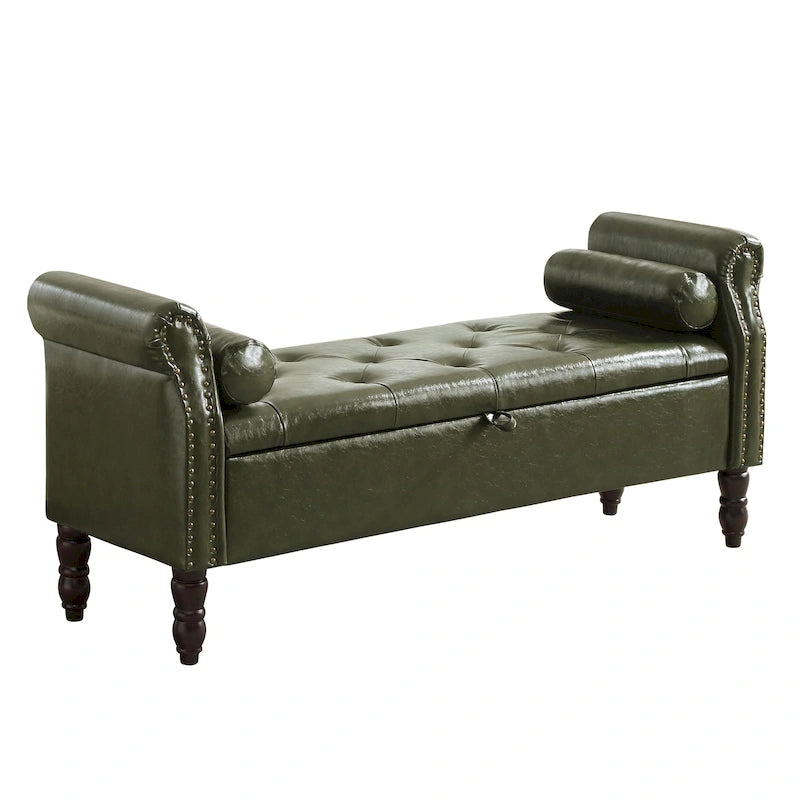Banc de rangement ottoman avec accoudoirs arrondis