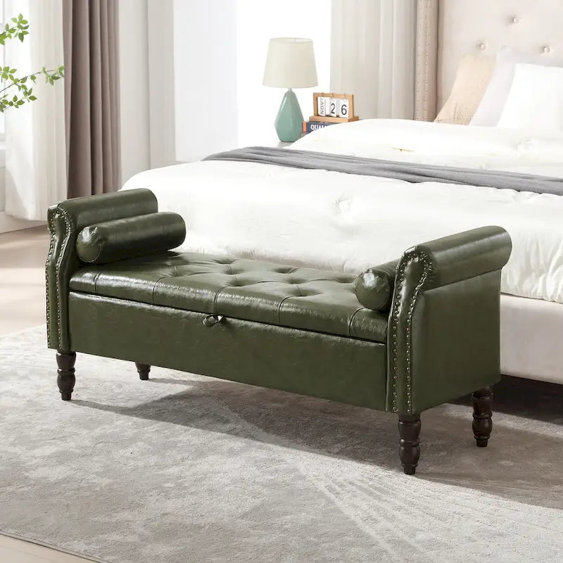 Banc de rangement ottoman avec accoudoirs arrondis