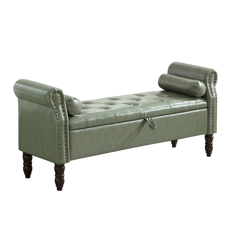 Banc de rangement ottoman avec accoudoirs arrondis
