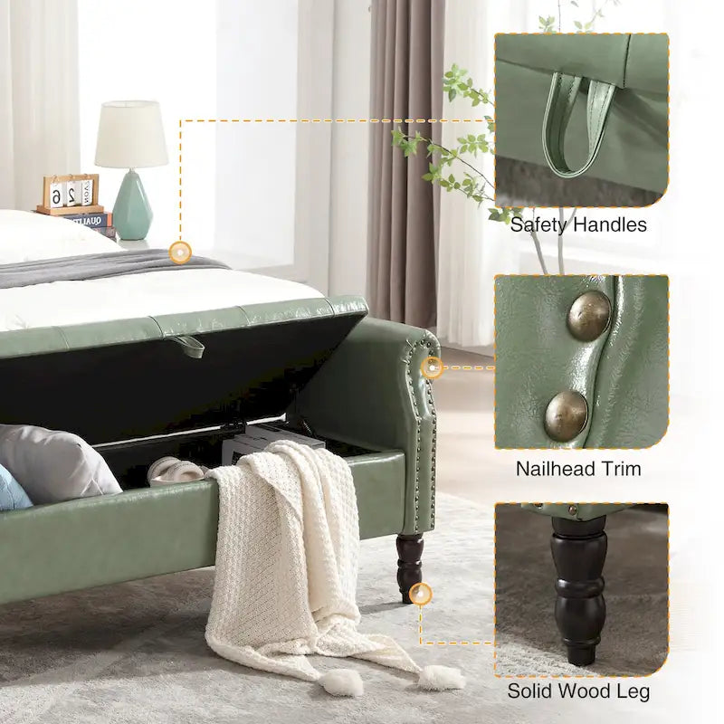 Banc de rangement ottoman avec accoudoirs arrondis