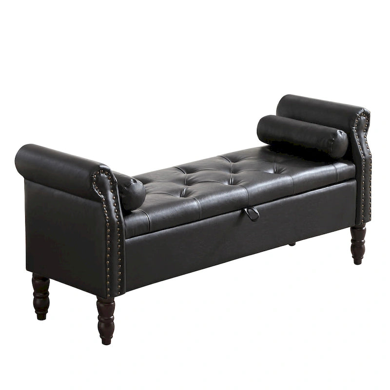 Banc de rangement ottoman avec accoudoirs arrondis