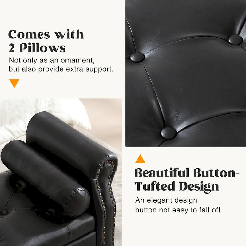Banc de rangement ottoman avec accoudoirs arrondis