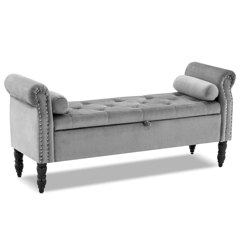 Banc de rangement ottoman avec accoudoirs arrondis