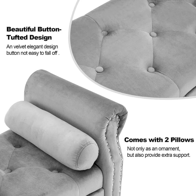 Banc de rangement ottoman avec accoudoirs arrondis