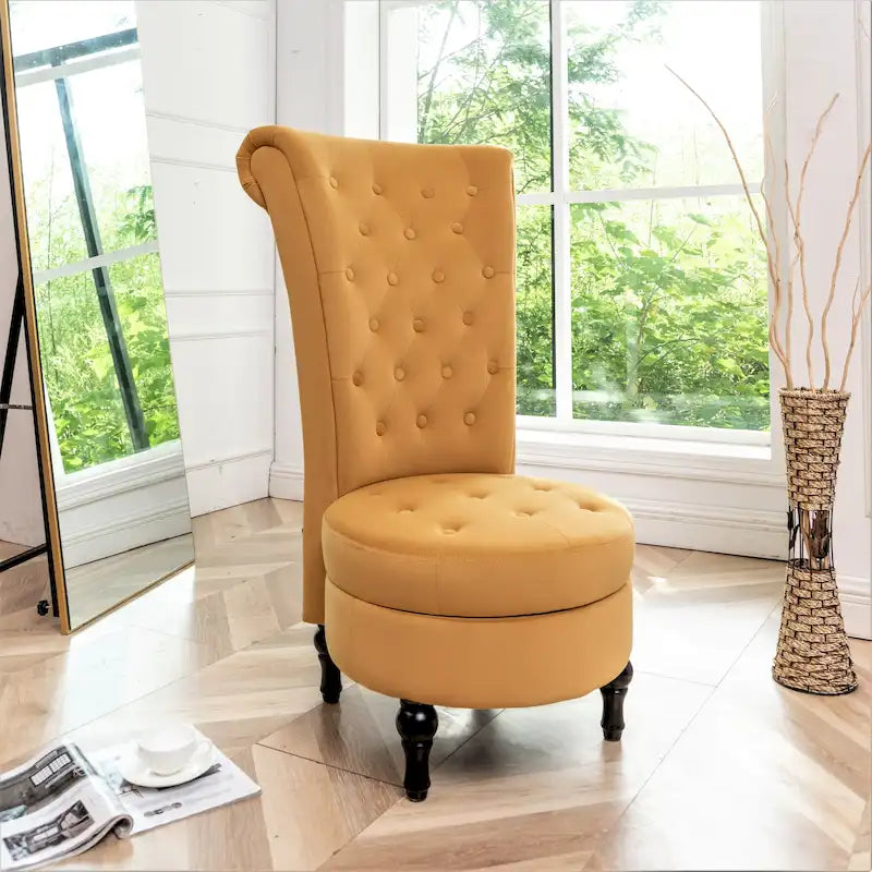 Chaise de coiffeuse à dossier haut en velours, largeur 50 cm