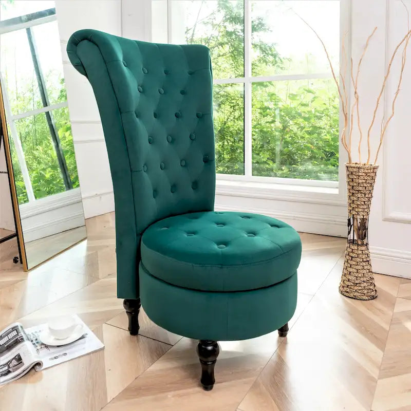 Chaise de coiffeuse à dossier haut en velours, largeur 50 cm