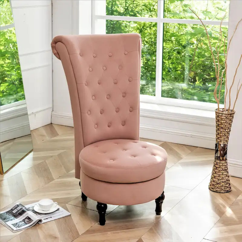 Chaise de coiffeuse à dossier haut en velours, largeur 50 cm