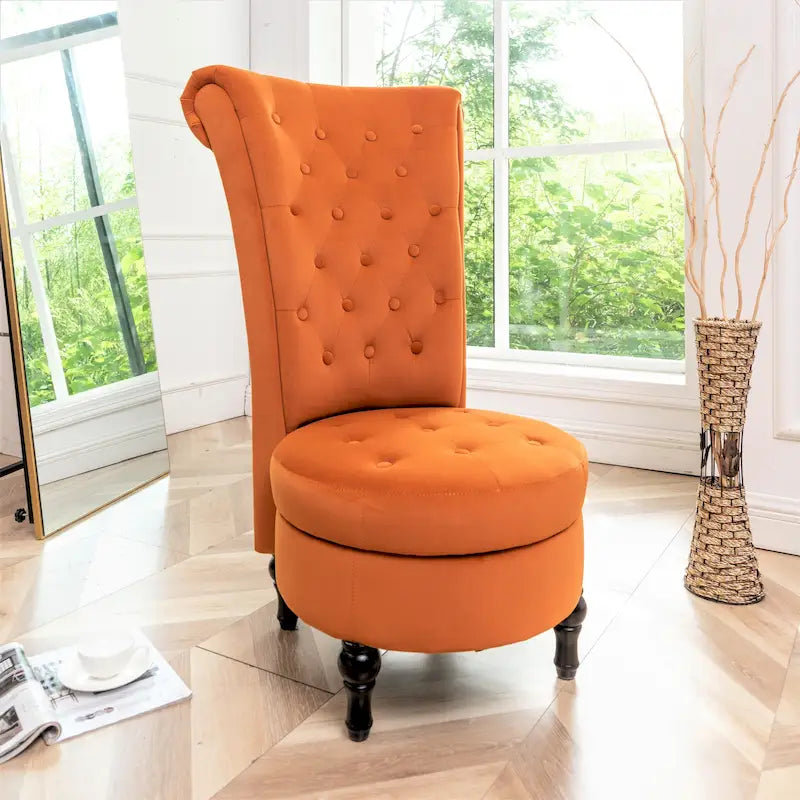 Chaise de coiffeuse à dossier haut en velours, largeur 50 cm