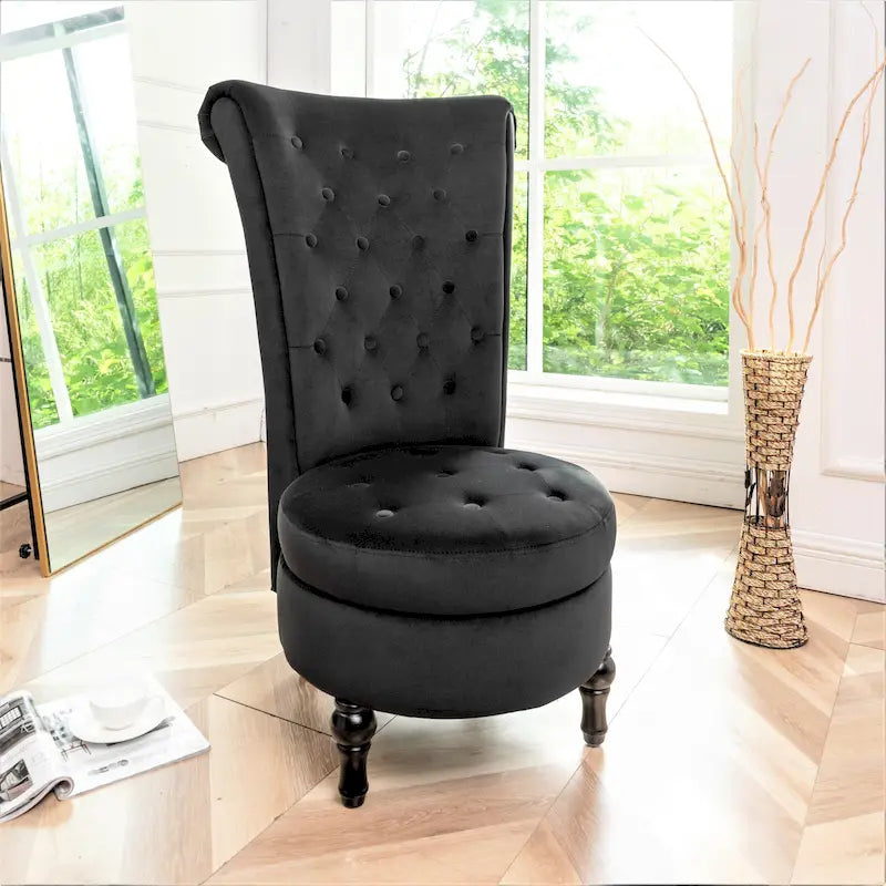Chaise de coiffeuse à dossier haut en velours, largeur 50 cm