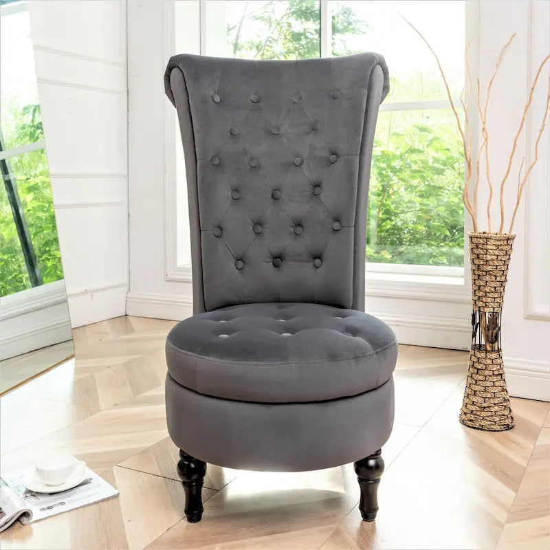 Chaise de coiffeuse à dossier haut en velours, largeur 50 cm