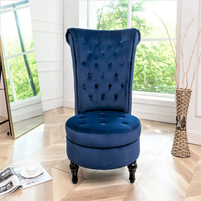 Chaise de coiffeuse à dossier haut en velours, largeur 50 cm