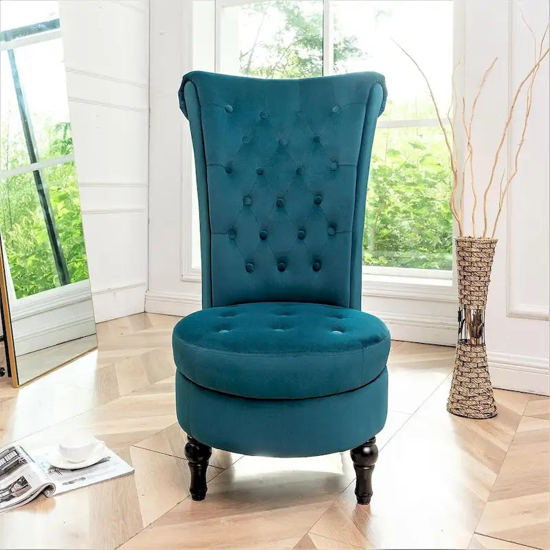 Chaise de coiffeuse à dossier haut en velours, largeur 50 cm