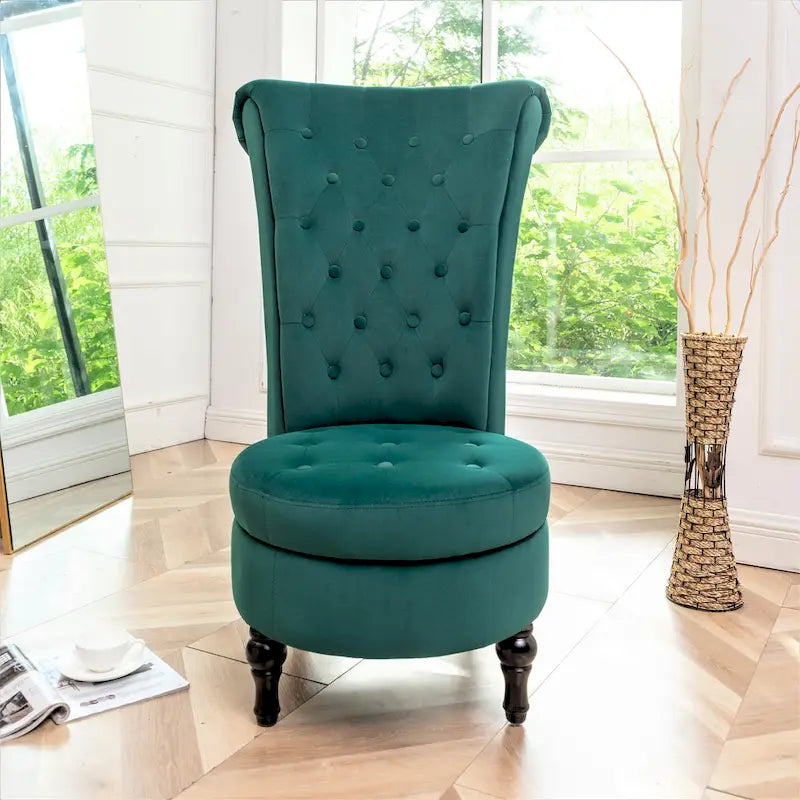 Chaise de coiffeuse à dossier haut en velours, largeur 50 cm