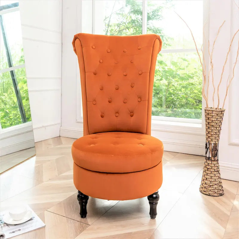 Chaise de coiffeuse à dossier haut en velours, largeur 50 cm