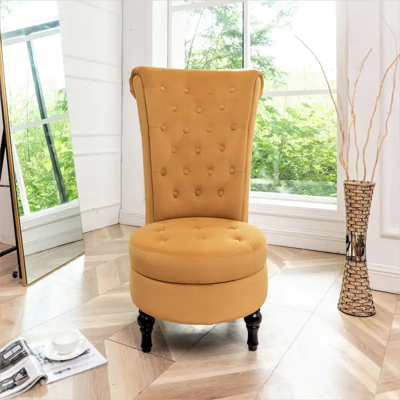Chaise de coiffeuse à dossier haut en velours, largeur 50 cm