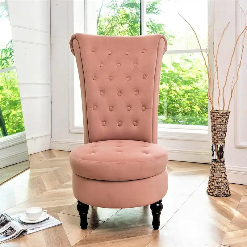 Chaise de coiffeuse à dossier haut en velours, largeur 50 cm