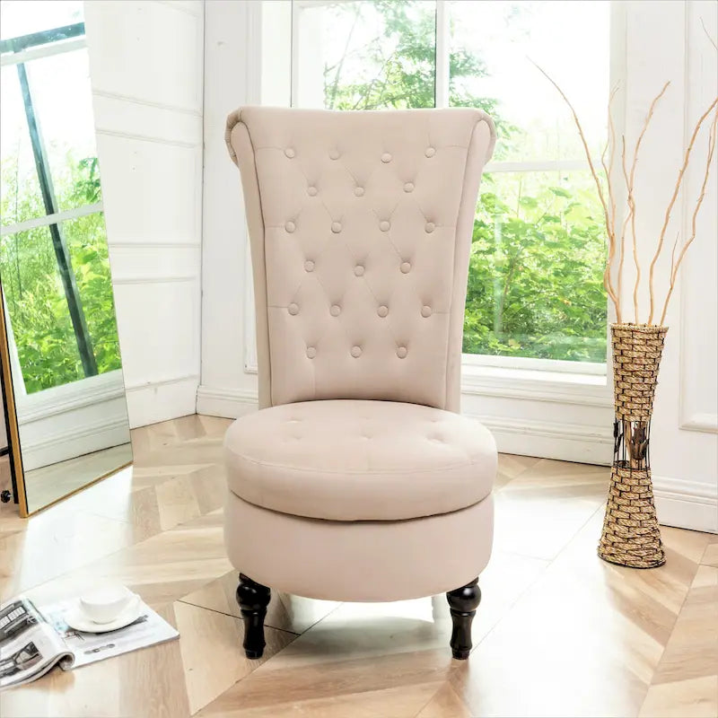 Chaise de coiffeuse à dossier haut en velours, largeur 50 cm