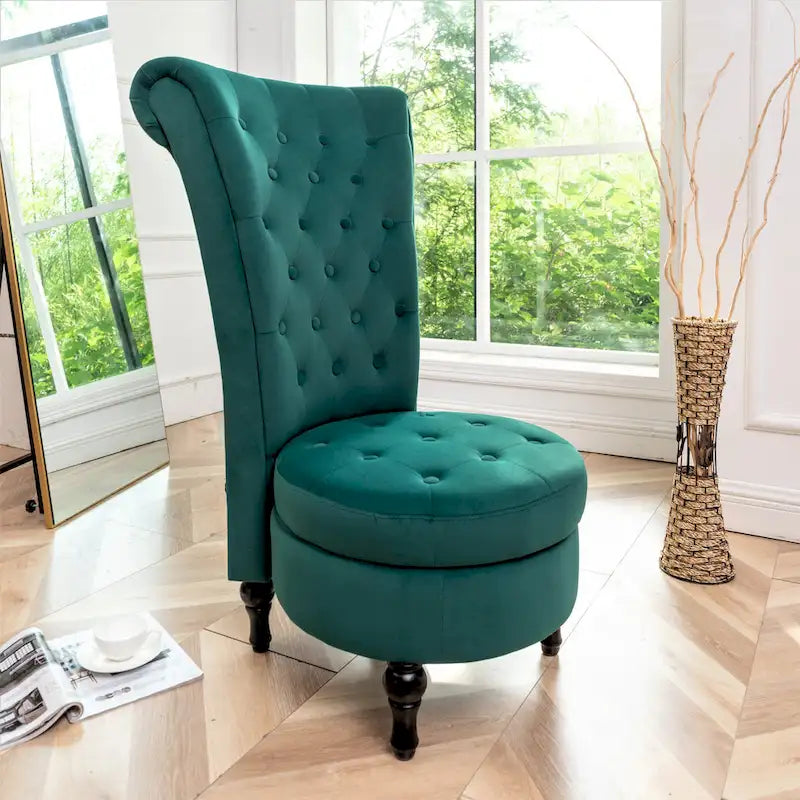 Chaise de coiffeuse à dossier haut en velours, largeur 50 cm