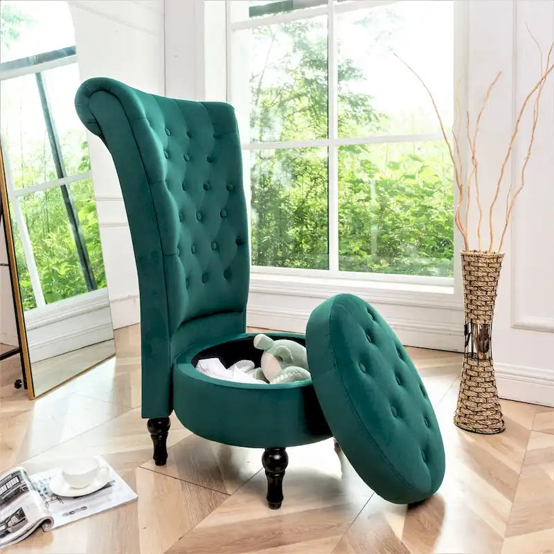Chaise de coiffeuse à dossier haut en velours, largeur 50 cm