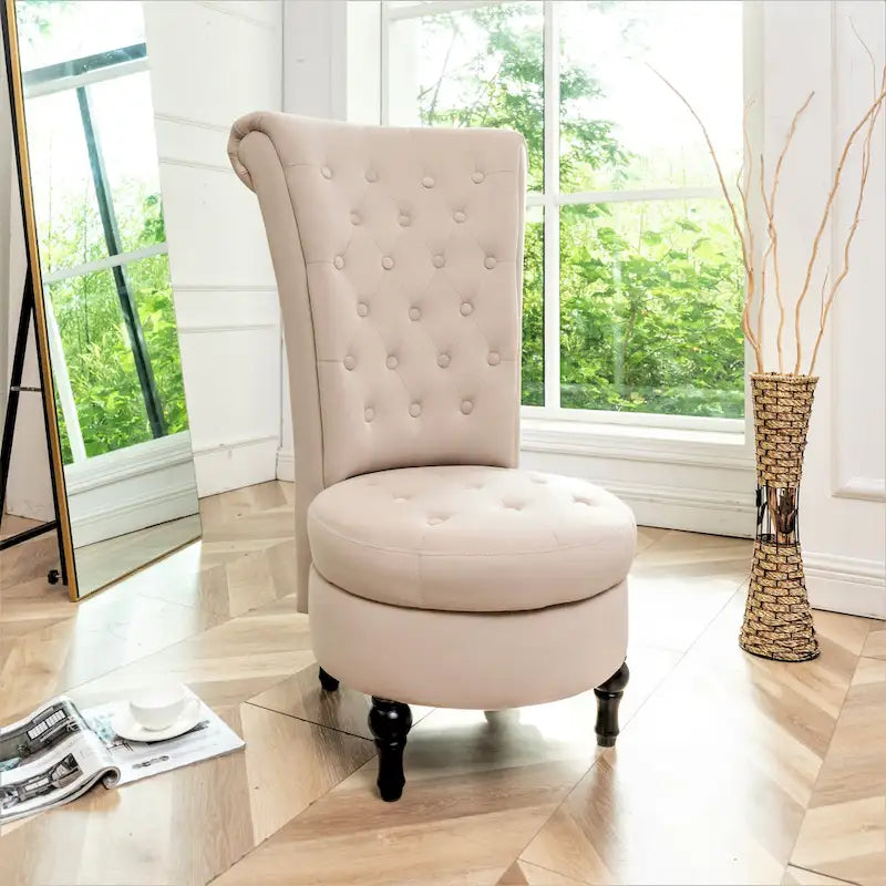 Chaise de coiffeuse à dossier haut en velours, largeur 50 cm