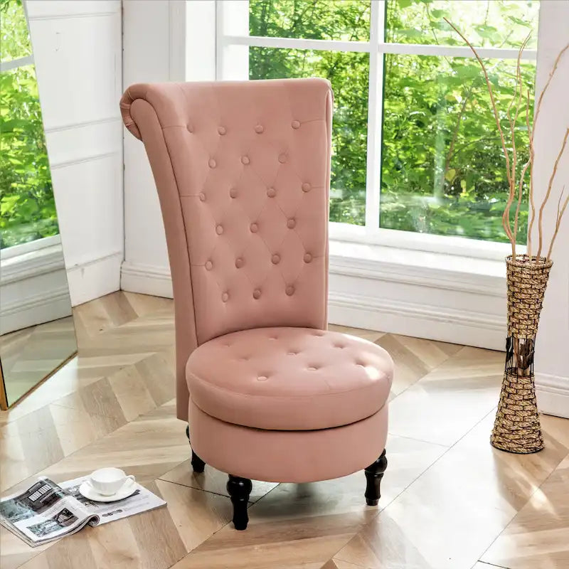 Chaise de coiffeuse à dossier haut en velours, largeur 50 cm