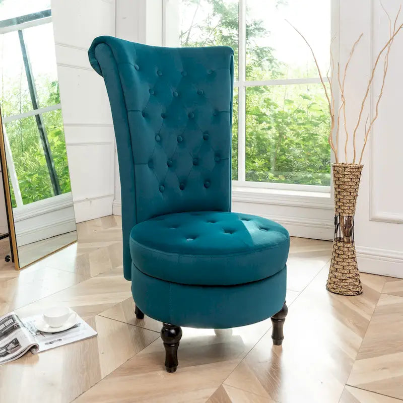 Chaise de coiffeuse à dossier haut en velours, largeur 50 cm