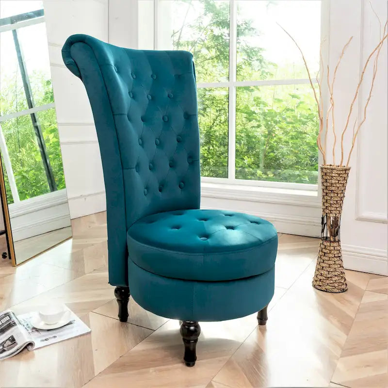 Chaise de coiffeuse à dossier haut en velours, largeur 50 cm