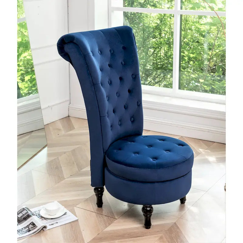 Chaise de coiffeuse à dossier haut en velours, largeur 50 cm