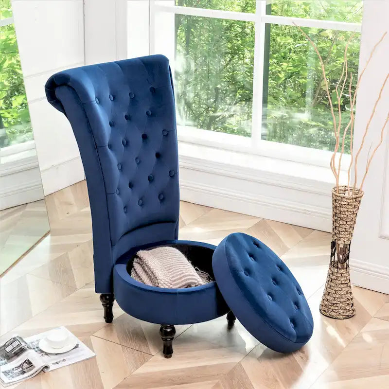 Chaise de coiffeuse à dossier haut en velours, largeur 50 cm