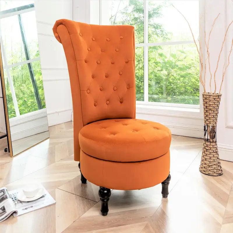 Chaise de coiffeuse à dossier haut en velours, largeur 50 cm