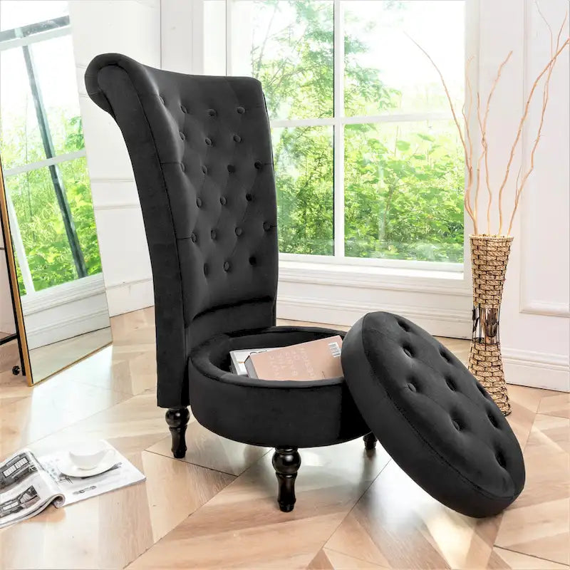 Chaise de coiffeuse à dossier haut en velours, largeur 50 cm