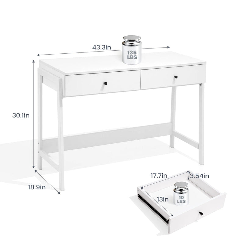 Bureau informatique moderne avec 2 tiroirs