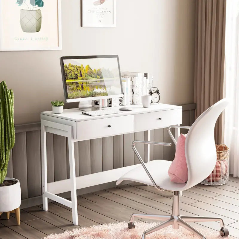 Bureau informatique moderne avec 2 tiroirs