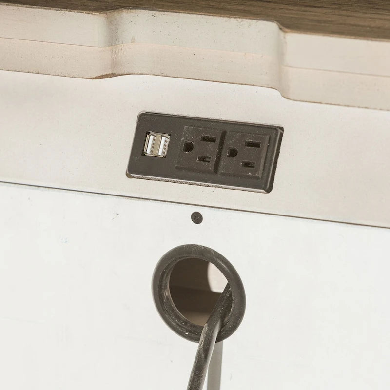 Table de chevet 1 tiroir blanc antique avec station de recharge