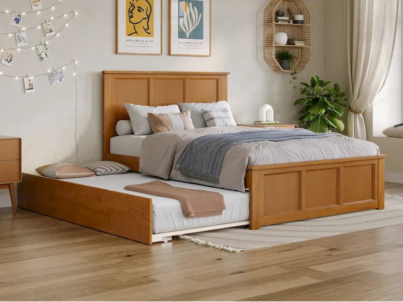 AFI Madison Full Size Platform Bed with Matching Footboard & Full Trundle