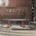Table à manger extensible avec plateau en verre transparent et pieds en bois - 63/94,5*35,43*29,53 pouces