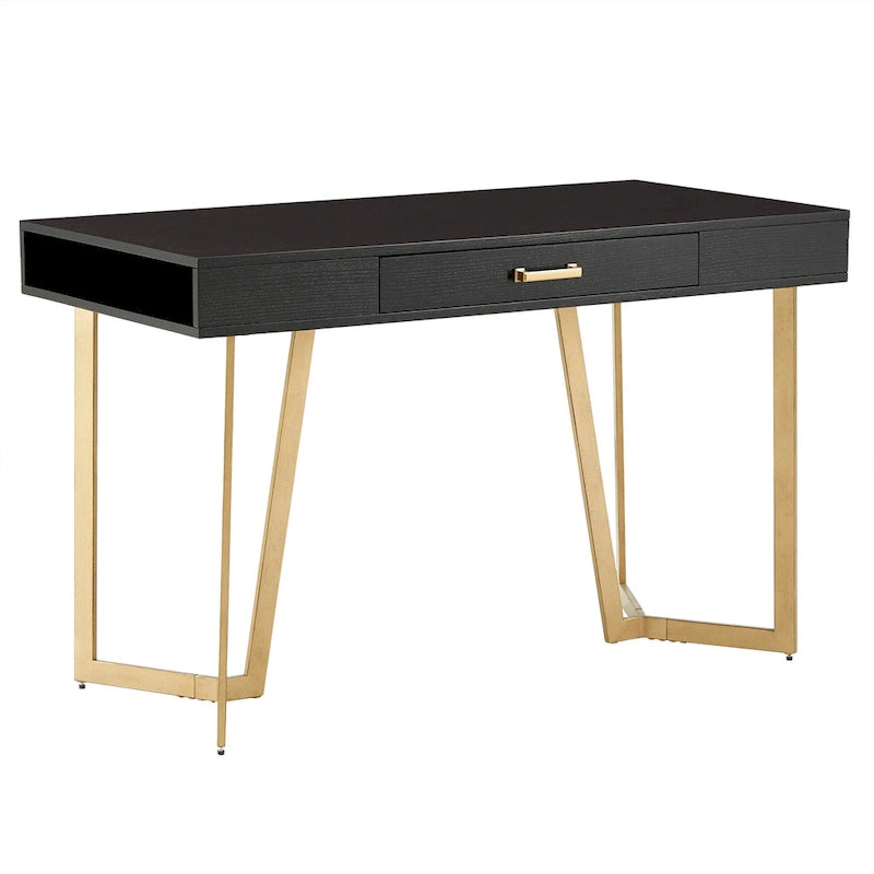 Bureau noir avec piètement en métal doré