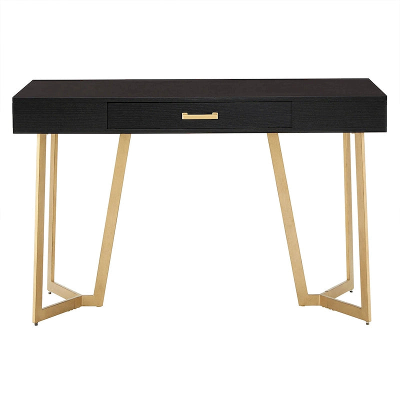 Bureau noir avec piètement en métal doré
