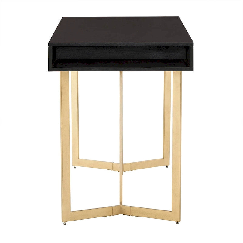 Bureau noir avec piètement en métal doré