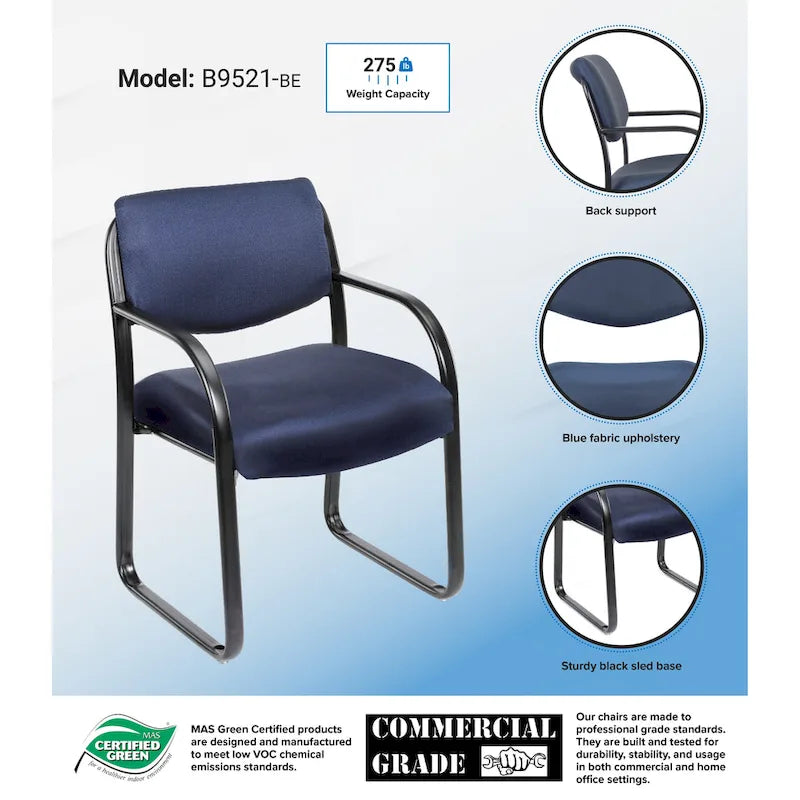 Chaise visiteur en tissu à structure métallique