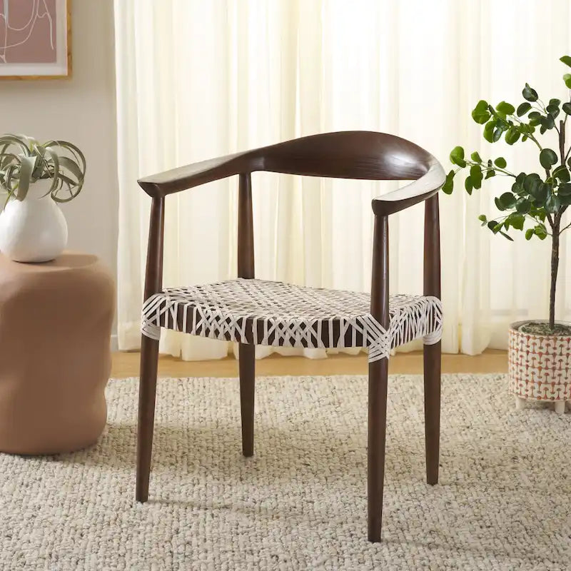 Chaise de salle à manger à accoudoirs tissée Rétro - 25L x 19P x 31H