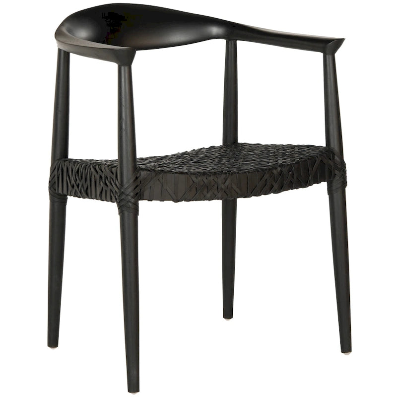Chaise de salle à manger à accoudoirs tissée Rétro - 25L x 19P x 31H