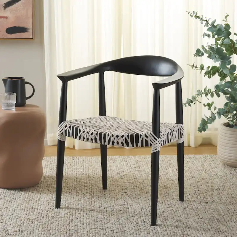 Chaise de salle à manger à accoudoirs tissée Rétro - 25L x 19P x 31H