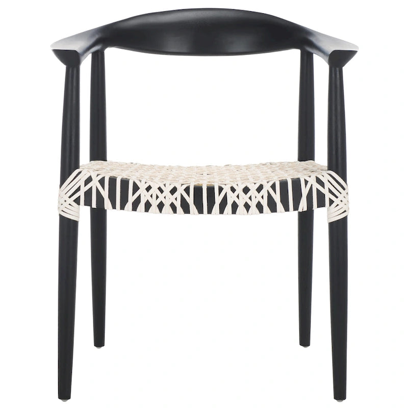 Chaise de salle à manger à accoudoirs tissée Rétro - 25L x 19P x 31H