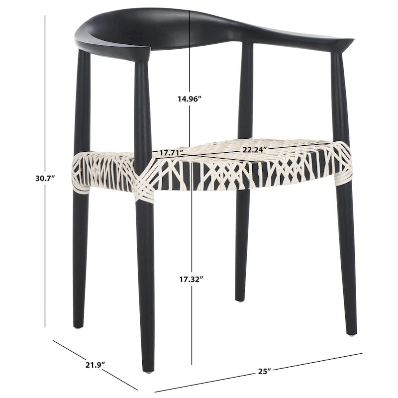 Chaise de salle à manger à accoudoirs tissée Rétro - 25L x 19P x 31H